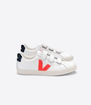 Zapatillas Veja 3-lock Cuero Hombre Blancas Naranjas | 39675-PMQA