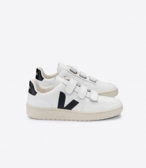 Zapatillas Veja V-lock Cuero Hombre Blancas Negras | 47568-PFZO