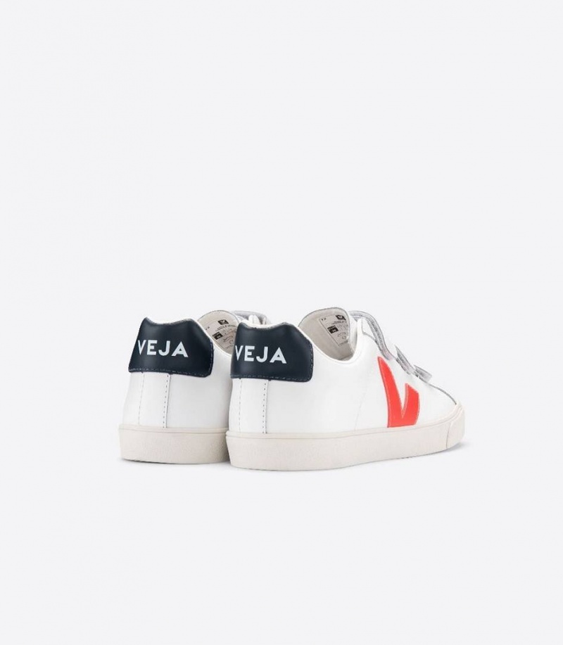 Zapatillas Veja 3-lock Cuero Hombre Blancas Naranjas | 39675-PMQA