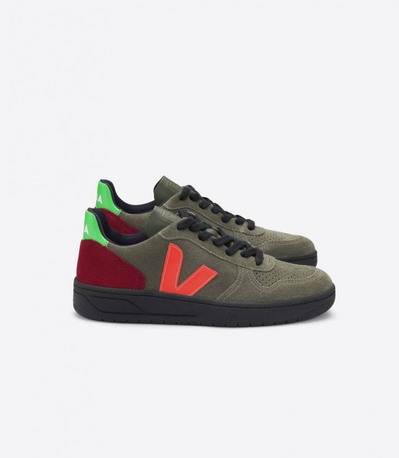 Zapatillas Veja V-10 Bastille Gamuza Hombre Verde Oliva | 74139-TOKE