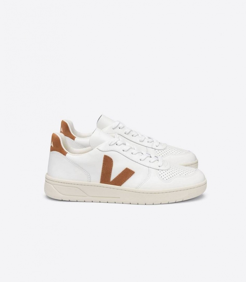 Zapatillas Veja V-10 Cuero Hombre Blancas | 61270-FOKQ