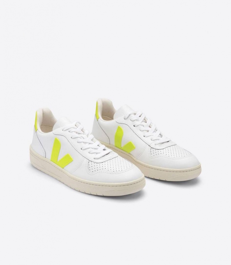 Zapatillas Veja V-10 Cuero Hombre Blancas | 64012-CVSQ