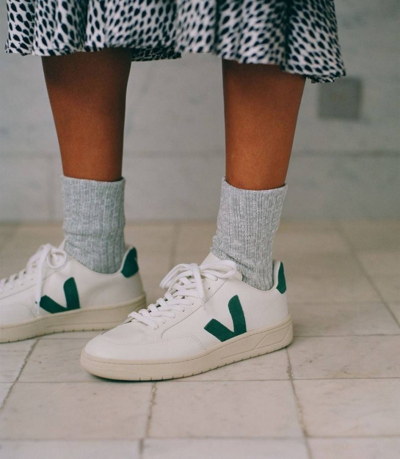 Zapatillas Veja V-12 Cuero Hombre Blancas | 91863-DWBQ