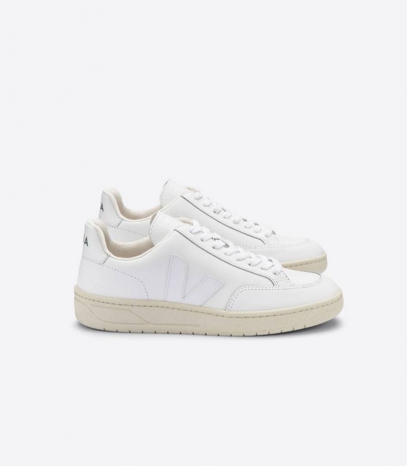 Zapatillas Veja V-12 Cuero Hombre Blancas | 16582-PNWZ