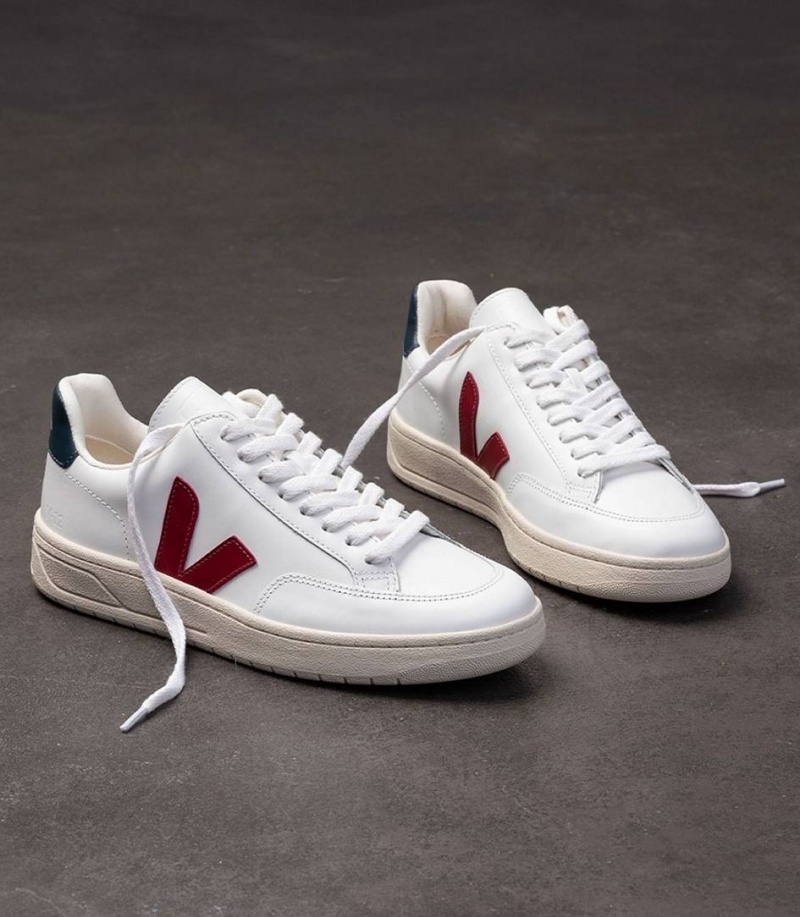Zapatillas Veja V-12 Cuero Hombre Blancas | 20491-JWUA