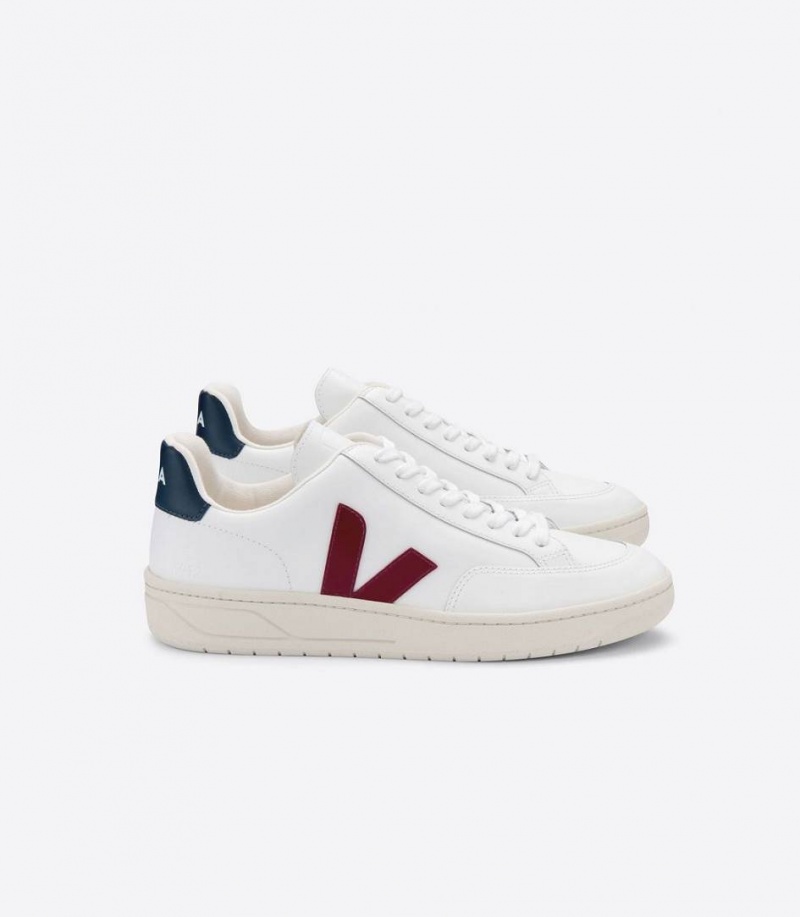 Zapatillas Veja V-12 Cuero Hombre Blancas | 20491-JWUA