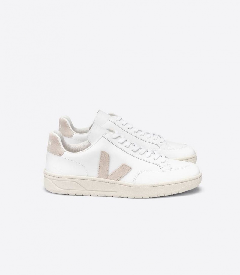 Zapatillas Veja V-12 Cuero Hombre Blancas | 49782-BLDO